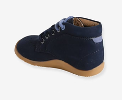 Giày Trẻ Em Vertbaudet Lace-Up Soft Leather Ankle Boots for Babies – Navy Blue | Hàng Xuất Dư Âu, Mỹ