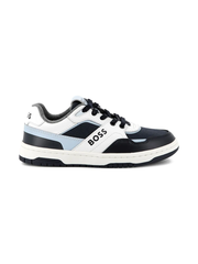 🧒 Giày Trẻ Em BOSS Boys Blue &amp; White Leather &amp; Canvas Trainers – Hàng Hiệu, Giá Cực Sốc Chỉ 360K!