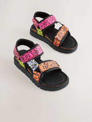Sandal nữ Next Fluro Leopard Print Chunky Trekker Sandals - Giày da xuất dư sang Mỹ, Âu