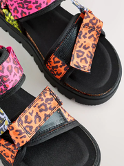 Sandal nữ Next Fluro Leopard Print Chunky Trekker Sandals - Giày da xuất dư sang Mỹ, Âu
