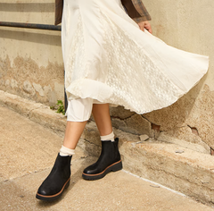 Boot nữ VNXK da bò thật Dr. Scholl's Women's Bring Vibes Chelsea Boot Color Black  Leather- Hàng xuất Mỹ