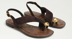 Sandal nữ VNXK Sam Edelman Grace Toe Strap Sandal Color Café Noir Suede - Giày nữ xuất dư Âu, Mỹ