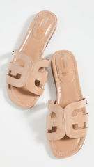 Sandal nữ Sam Edelman Bay Womens Slide Sandals Color Almond Patent Leather Flats Slip On - Giày nữ xuất dư Âu, Mỹ