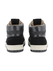 👟 Giày Trẻ Em BOSS - Boys Black Leather High-Top Trainers with Check | Hàng Xuất Dư Chính Hãng Giá Cực Sốc