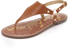 Sandal nữ Sam Edelman Women's Greta Flat Sandal Color Brown Leather  - Giày xuất Mỹ
