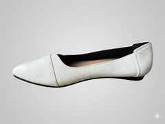 Giày búp bê nữ da bò thật VNXK Womens Flexy Flat White Leather mềm và êm - Giày nữ xuất Mỹ, Âu