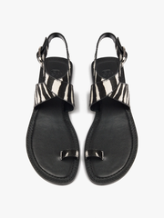 Sandals nữ đế bệt PARFOIS Flat sandals with printed animal leather - Giày da xuất dư sang Mỹ, Âu