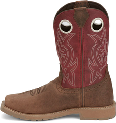 Giày bảo hộ nam, giày đi xe PKL, giày đi phượt da bò thật, chống nước, mũi bọc thép, đế cách điện và chống đinh chính hãng Justin Men's All Around 11" Walnut Brown Buffalo Steel Toe Work Boot - Giày xuất dư Mỹ