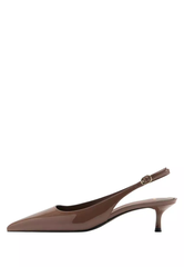 GIÀY CAO GÓT NỮ M@.N.G@ PATENT HEELED SHOES MÀU NÂU – THANH LỊCH, SANG TRỌNG, GIÁ TỐT BẤT NGỜ