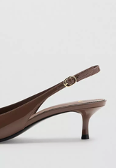 GIÀY CAO GÓT NỮ M@.N.G@ PATENT HEELED SHOES MÀU NÂU – THANH LỊCH, SANG TRỌNG, GIÁ TỐT BẤT NGỜ