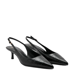 Giày Cao Gót 5 cm Nữ Xuất Dư Chính Hãng M.N.G – Black Croc Embossed Slingback Kitten Heel Pump | Sang Trọng – Thanh Lịch – Giá Tốt