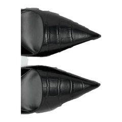 Giày Cao Gót 5 cm Nữ Xuất Dư Chính Hãng M.N.G – Black Croc Embossed Slingback Kitten Heel Pump | Sang Trọng – Thanh Lịch – Giá Tốt