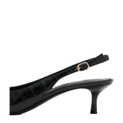 Giày Cao Gót 5 cm Nữ Xuất Dư Chính Hãng M.N.G – Black Croc Embossed Slingback Kitten Heel Pump | Sang Trọng – Thanh Lịch – Giá Tốt