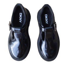 Giày bé gái size 12 da thật đen bóng hãng DKNY - Giày trẻ em xuất khẩu Mỹ, EU
