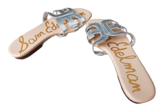 Dép sandal nữ Sam Edelman womens Bay Flat Sandals màu trắng bạc - Giầy xuất khẩu Âu, Mỹ
