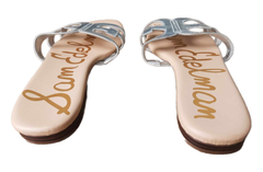 Dép sandal nữ Sam Edelman womens Bay Flat Sandals màu trắng bạc - Giầy xuất khẩu Âu, Mỹ