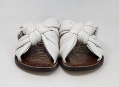 Dép Sandal nữ da thật Sam Edelman Women's Garson Flat Sandal Bright White - Giày xuất khẩu Âu, Mỹ