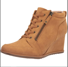 Boot nữ da thật SOUL Naturalizer Womens Haley-lace Ankle Boot Camel - Giày nữ xuất khẩu Âu, Mỹ