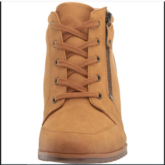 Boot nữ da thật SOUL Naturalizer Womens Haley-lace Ankle Boot Camel - Giày nữ xuất khẩu Âu, Mỹ