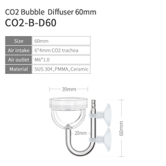 Cốc sủi CO2 Week Aqua (Inox) cao cấp cho hệ thống CO2 thuỷ sinh