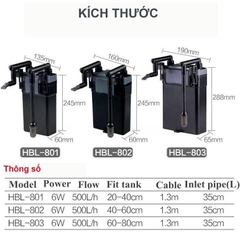 Lọc treo Sunsun HBL 802 chuyên dùng cho bể cá cảnh thủy sinh