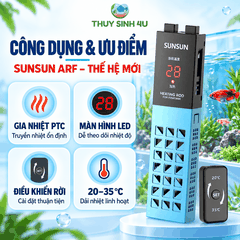 Sưởi bể cá Sunsun ARF thế hệ mới - Chỉnh nhiệt độ bên ngoài, hiển thị nhiệt độ chính xác