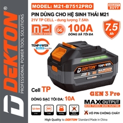 Pin 21V Lithium-ion dung lượng 7.5Ah DEKTON M21-B7512PRO