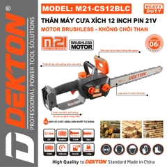 Máy cưa xích 12IN dùng pin DEKTON M21-CS12BLC (chưa pin sạc)