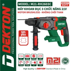 Máy khoan đục 3 chức năng sử dụng pin DEKTON M21-RH2603C (Chưa pin sạc)