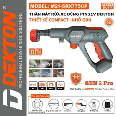 Máy xịt rửa xe dùng pin DEKTON M21-SRX775CP (Chưa có pin và sạc)