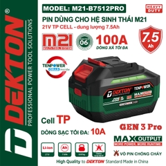 Pin 21V Lithium-ion dung lượng 7.5Ah DEKTON M21-B7512PRO