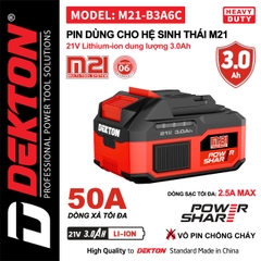 Pin 21V Lithium-ion dung lượng 3.0Ah DEKTON M21-B3A6C