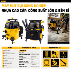 Máy hút bụi 3 chức năng ướt/khô/thổi 34 lít DEWALT DXV34P