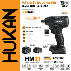 Máy siết bulong pin (đầu 2 trong 1) HUKAN HM21-G1X1PRO (chưa có pin sạc)