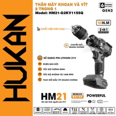 Máy khoan và vít (2 trong 1) dùng pin HUKAN HM21-G2KV1155Q (chưa có pin và sạc)
