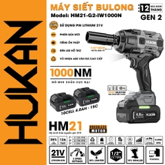 Máy siết bulong dùng pin HUKAN HM21-G2-IW1000N (chưa có pin và sạc)