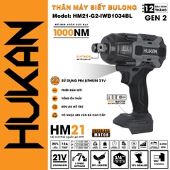 Máy siết bulong dùng pin HUKAN HM21-G2-IWB1034BL (chưa có pin và sạc)