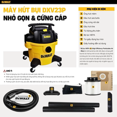 Máy hút bụi 3 chức năng ướt/khô/thổi 23 lít DEWALT DXV23P