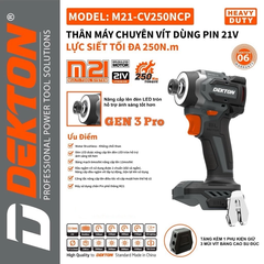 Máy vặn vít trượt DEKTON M21-CV250NCP GEN 3 (Chưa có pin và sạc)