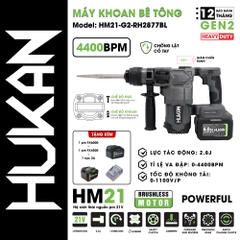 Máy khoan - đục bê tông dùng pin HUKAN HM21-G2-RH2877BL (chưa có pin sạc)
