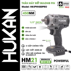 Máy siết bulong dùng pin HUKAN HK-IPW450PRO (chưa có pin và sạc)
