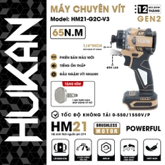Máy chuyên vít trượt dùng pin HUKAN (GEN 2) HM21-G2C-V3 (chưa có pin và sạc)