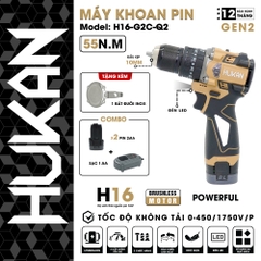 Máy khoan dùng pin 10mm Gen 2 HUKAN H16-G2C-Q2 và H16-G2X-Q2 (có khóa trục)