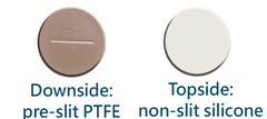 Pre-Slit 9mm Nature PTFE/Non-Slit white Silicone septa, blue screw polypropylene cap, 6mm centre hole