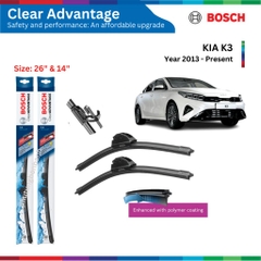 Bộ gạt mưa BOSCH AeroTwin 26 & 14 inch, KIA K3 đời xe 2013 đến nay, phụ tùng Bosch