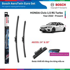 Bộ gạt mưa BOSCH AeroTwin Euro Set S 24" & 19" xe HONDA Civic 1.5 đời 2022 đến nay