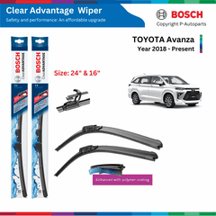 Bộ gạt mưa BOSCH Clear Advantage 24" & 16",xe Avanza đời xe 2018 đến nay, gạt nước Avanza