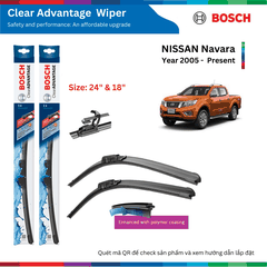 Bộ gạt mưa BOSCH Clear Advantage 24" & 18", NISSAN Navara đời xe 2005 đến nay