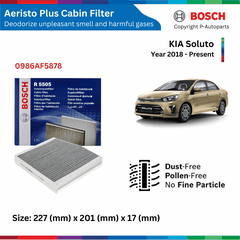 Lọc gió điều hòa than hoạt tính BOSCH Aeristo 0986AF5878, KIA Soluto đời xe 2019 đến nay