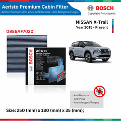 Lọc gió điều hòa than hoạt tính BOSCH Aeristo Plus, NISSAN X-Trail Xtrail đời xe 2015 đến 2020